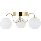 Franca III 46cm opal&amp;brass ceiling lamp with 3 glass globes Nordlux