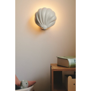 Konchi white children's shell wall lamp with plug Nordlux