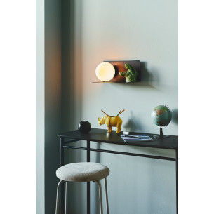 Lilibeth white&amp;black glass wall lamp with shelf and plug Nordlux