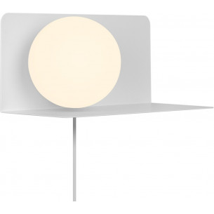 Glass wall lamp with shelf and plug lilibeth white Nordlux