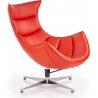 Designerski Fotel skórzany wypoczynkowy LUXOR Czerwony Halmar do salonu i sypialni.