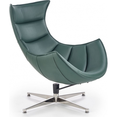 Designerski Fotel skórzany wypoczynkowy LUXOR Zielony Halmar do salonu i sypialni.