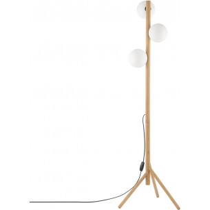 Ester wood floor lamp with 3 glass spheres on tripod stand TK Lighting