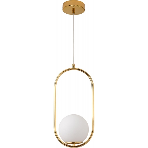 Lampy glamour. Lampa wisząca szklana kula glamour Costa Solo 20cm biało-złota Step Into Design do salonu i sypialni