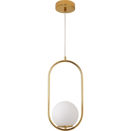 Lampy glamour. Lampa wisząca szklana kula glamour Costa Solo 20cm biało-złota Step Into Design do salonu i sypialni