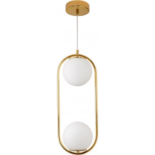 Costa Duo 20cm white&amp;gold glamour glass globes pendant lamp Step Into Design