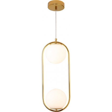 Lampy glamour. Lampa wisząca szklana kula glamour Costa Duo 20cm biało-złota Step Into Design do salonu i sypialni