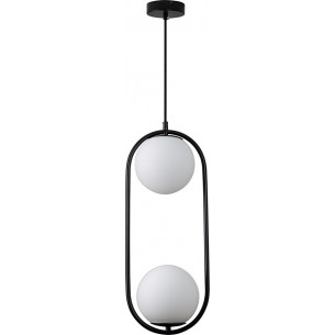 Costa Duo 20cm white&amp;black glass spheres pendant lamp Step Into Design