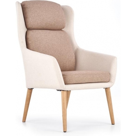 Purio beige upholstered armchair with wooden legs Halmar