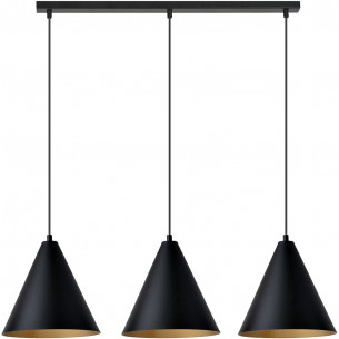 Rebel 93cm black&amp;gold 3-light pendant lamp Emibig