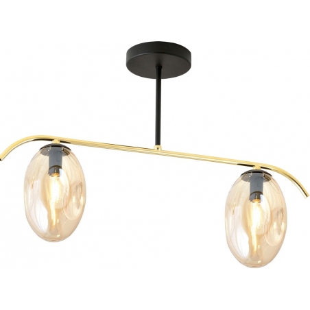 Lampy modern glamour. Stylowa Lampa sufitowa szklana Fines II 58,5cm bursztynowy/złoty/czarny Emibig do salonu i kuchni