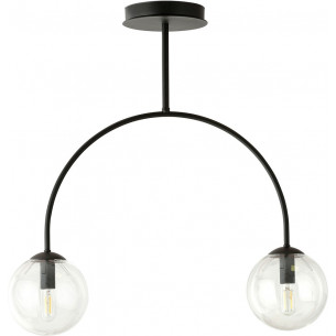 Archi II 50cm transparent&amp;black ceiling lamp with 2 glass spheres Emibig