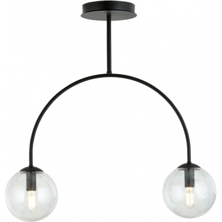 Lampy modern. Stylowa Lampa sufitowa 2 szklane kule Archi II 50cm przeźroczysto-czarna Emibig do salonu i kuchni