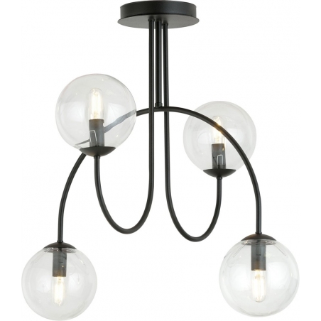 Lampy modern. Stylowa Lampa sufitowa 4 szklane kule Archi IV A 50cm przeźroczysto-czarna Emibig do salonu i kuchni