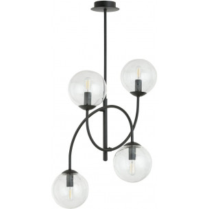 Lampy modern. Stylowa Lampa sufitowa 4 szklane kule Archi IV B 40cm przeźroczysto-czarna Emibig do salonu i kuchni