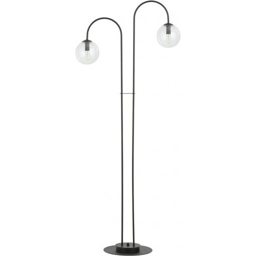 Archi transparent&amp;black floor lamp with 2 glass spheres Emibig