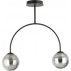 Archi II 50cm graphite&amp;black ceiling lamp with 2 glass spheres Emibig