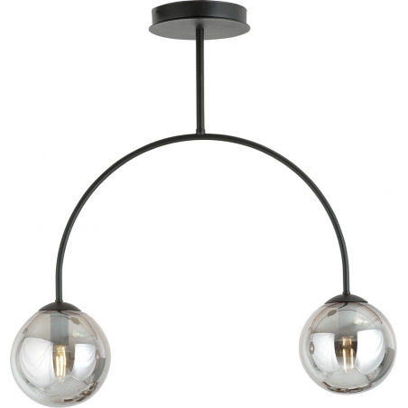 Lampy modern. Stylowa Lampa sufitowa 2 szklane kule Archi II 50cm grafitowo-czarna Emibig do salonu i kuchni