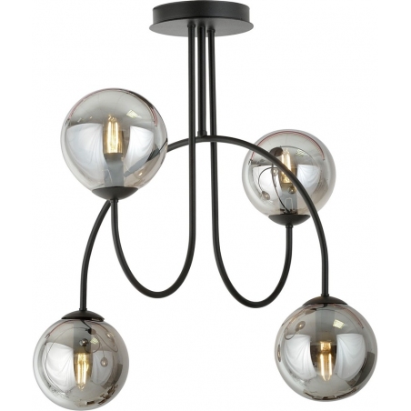 Lampy modern. Stylowa Lampa sufitowa 4 szklane kule Archi IV A 50cm grafitowo-czarna Emibig do salonu i kuchni