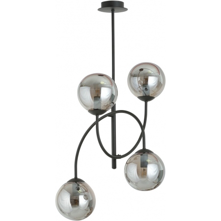 Lampy modern. Stylowa Lampa sufitowa 4 szklane kule Archi IV B 40cm grafitowo-czarna Emibig do salonu i kuchni