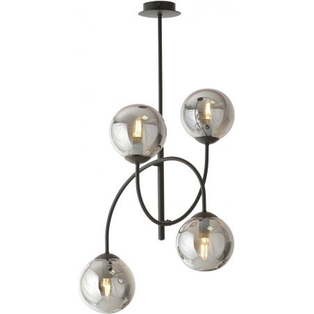 Lampy modern. Stylowa Lampa sufitowa 4 szklane kule Archi IV B 40cm grafitowo-czarna Emibig do salonu i kuchni