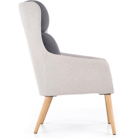 Purio dark grey upholstered armchair with wooden legs Halmar