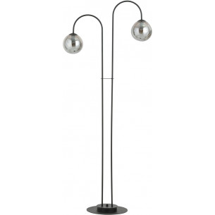 Archi graphite&amp;black floor lamp with 2 glass spheres Emibig