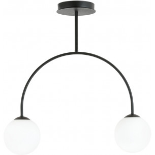 Archi II 50cm white&amp;black ceiling lamp with 2 glass spheres Emibig