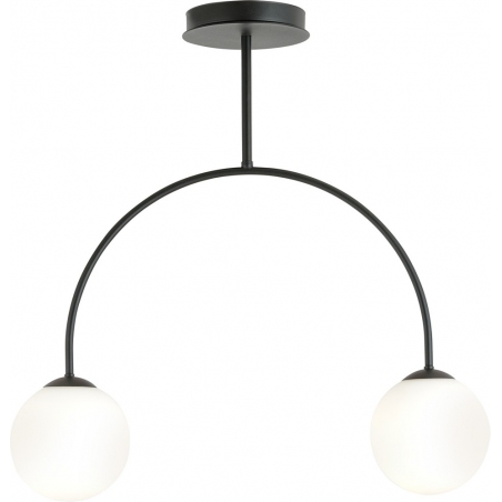 Lampy modern. Stylowa Lampa sufitowa 2 szklane kule Archi II 50cm biało-czarna Emibig do salonu i kuchni