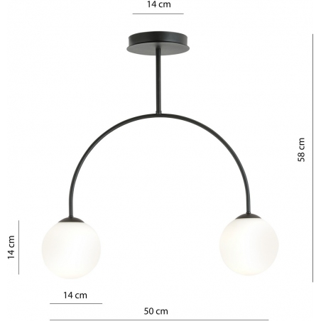 Lampy modern. Stylowa Lampa sufitowa 2 szklane kule Archi II 50cm biało-czarna Emibig do salonu i kuchni