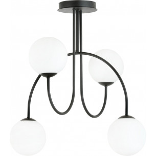 Archi IV a 50cm white&amp;black ceiling lamp with 4 glass spheres Emibig