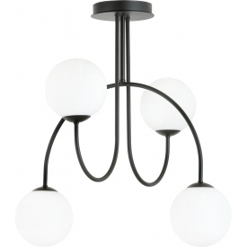 Lampy modern. Stylowa Lampa sufitowa 4 szklane kule Archi IV A 50cm biało-czarna Emibig do salonu i kuchni