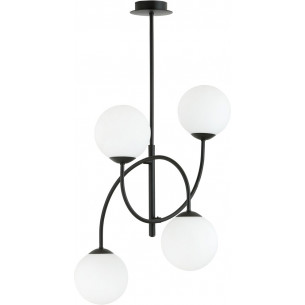 Archi IV b 40cm white&amp;black ceiling lamp with 4 glass spheres Emibig