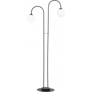 Archi white&amp;black floor lamp with 2 glass spheres Emibig