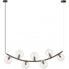 Ritz 95cm transparent&amp;gold&amp;black long rectangular pendant lamp with 7 glass spheres Emibig