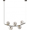 Ritz 80cm graphite&amp;gold&amp;black long pendant lamp with 5 glass spheres Emibig