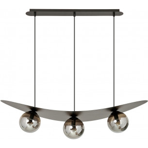 Aura 98cm black&amp;graphite modern 3-glass spheres pendant lamp Emibig