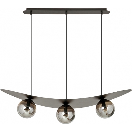 Lampy modern. Lampa wisząca nowoczesna 3 szklane kule Aura 98cm czarno-grafitowa Emibig nad stół