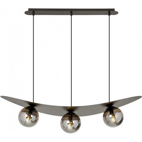 Lampy modern. Lampa wisząca nowoczesna 3 szklane kule Aura 98cm czarno-grafitowa Emibig nad stół