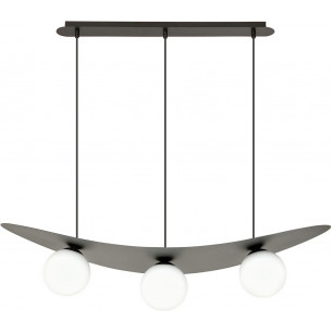 Aura 98cm black&amp;white modern 3 glass globes pendant lamp Emibig