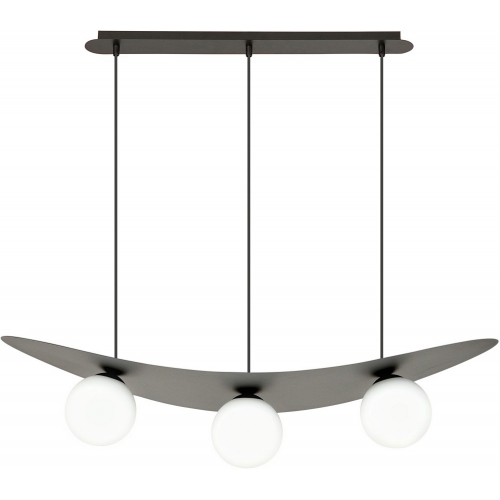 Lampy modern. Lampa wisząca nowoczesna 3 szklane kule Aura 98cm czarno-biała Emibig nad stół