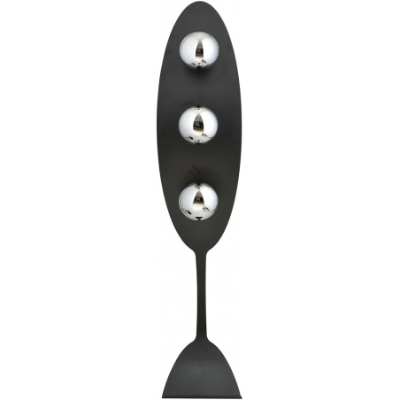 Stylowa Lampa podłogowa nowoczesna 3 szklane kule Aura czarno-grafitowa Emibig do salonu i sypialni