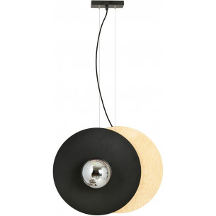 Soho 49cm wood&amp;graphite&amp;black 2-light plywood pendant lamp Emibig