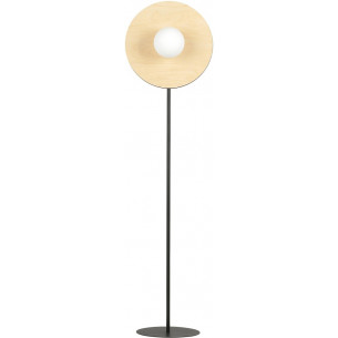 Soho wooden&amp;opal&amp;black plywood floor lamp Emibig