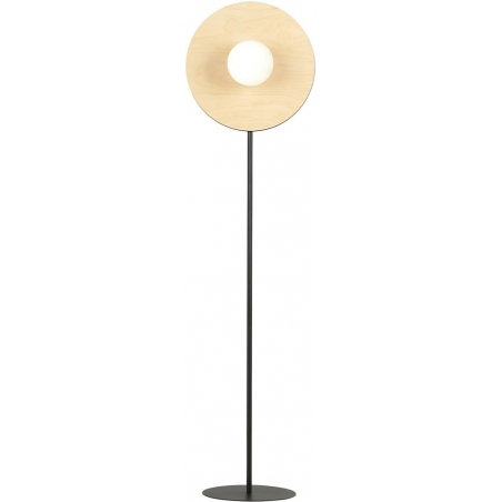 Stylowa Lampa podłogowa ze sklejki Soho drewno/opal/czarny Emibig do salonu i sypialni