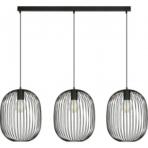 Onyx 120cm black 3-light wire pendant lamp Emibig