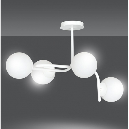 Lampy modern. Stylowa Lampa sufitowa kule szklane Kalf IV 72cm biała Emibig do salonu i sypialni