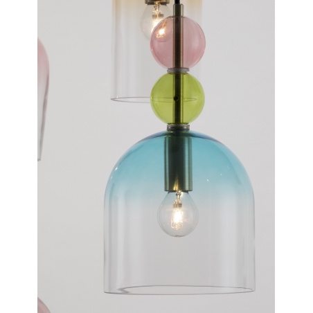 Lampy modern retro. Stylowa Lampa wisząca szklana dekoracyjna Oro V 51,7cm multikolor do salonu, kuchni i sypialni