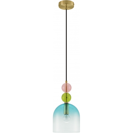 Lampy modern retro. Stylowa Lampa wisząca szklana dekoracyjna Oro 16cm niebieski/zielony/różowy do salonu, kuchni i sypialni