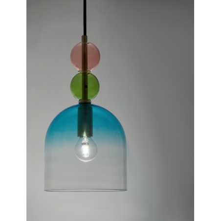 Lampy modern retro. Stylowa Lampa wisząca szklana dekoracyjna Oro 16cm niebieski/zielony/różowy do salonu, kuchni i sypialni